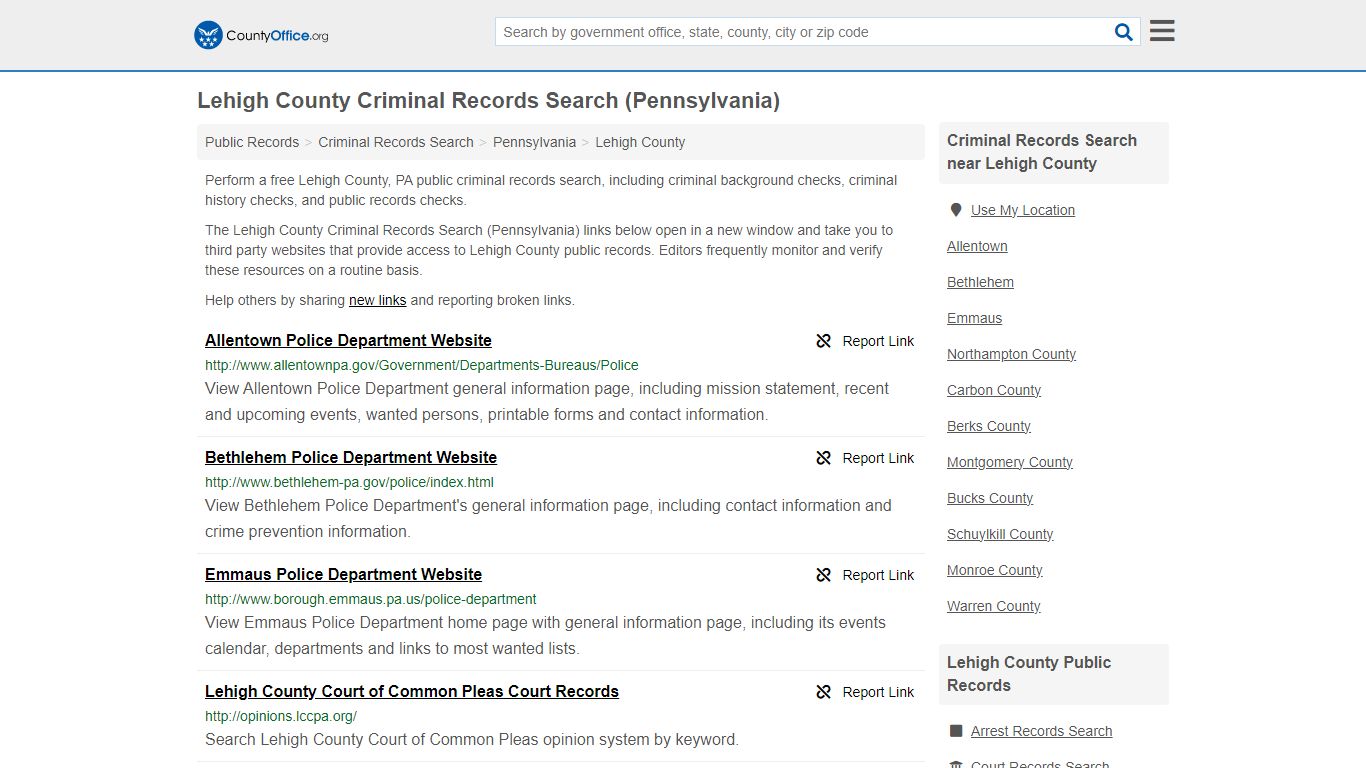 Criminal Records Search - Lehigh County, PA (Arrests, Jails & Most ...