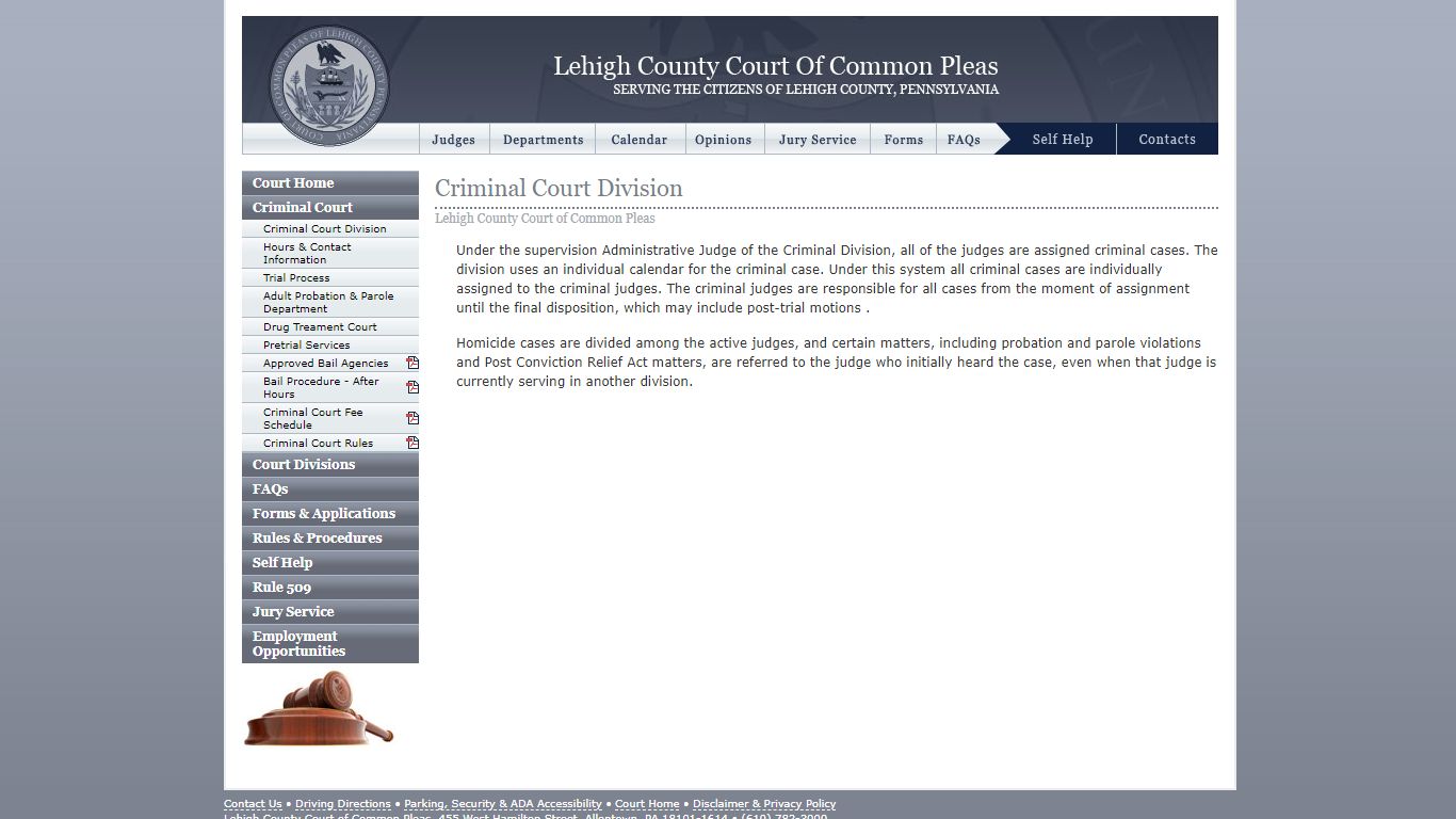 Criminal Court Division :: Lehigh County Court of Common Pleas