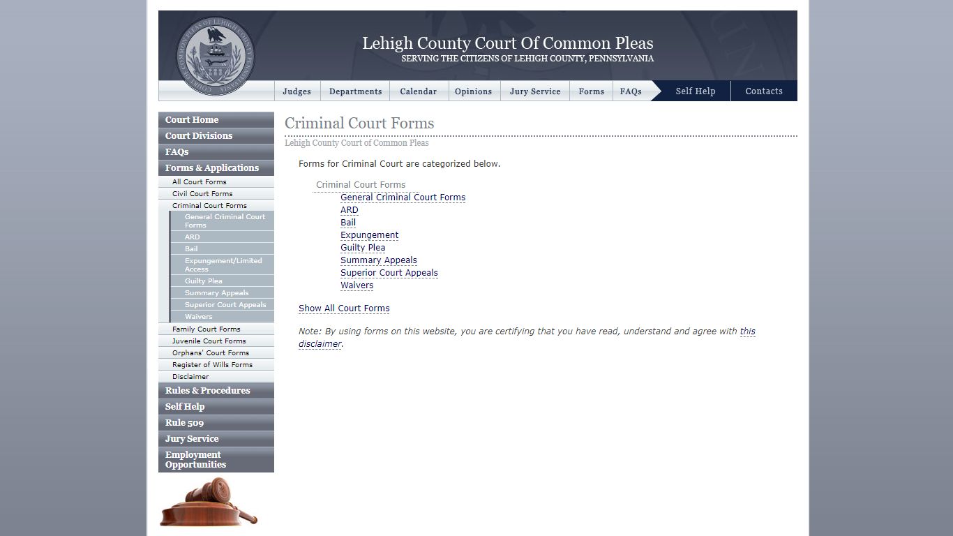 Criminal Court Forms :: Lehigh County Court of Common Pleas